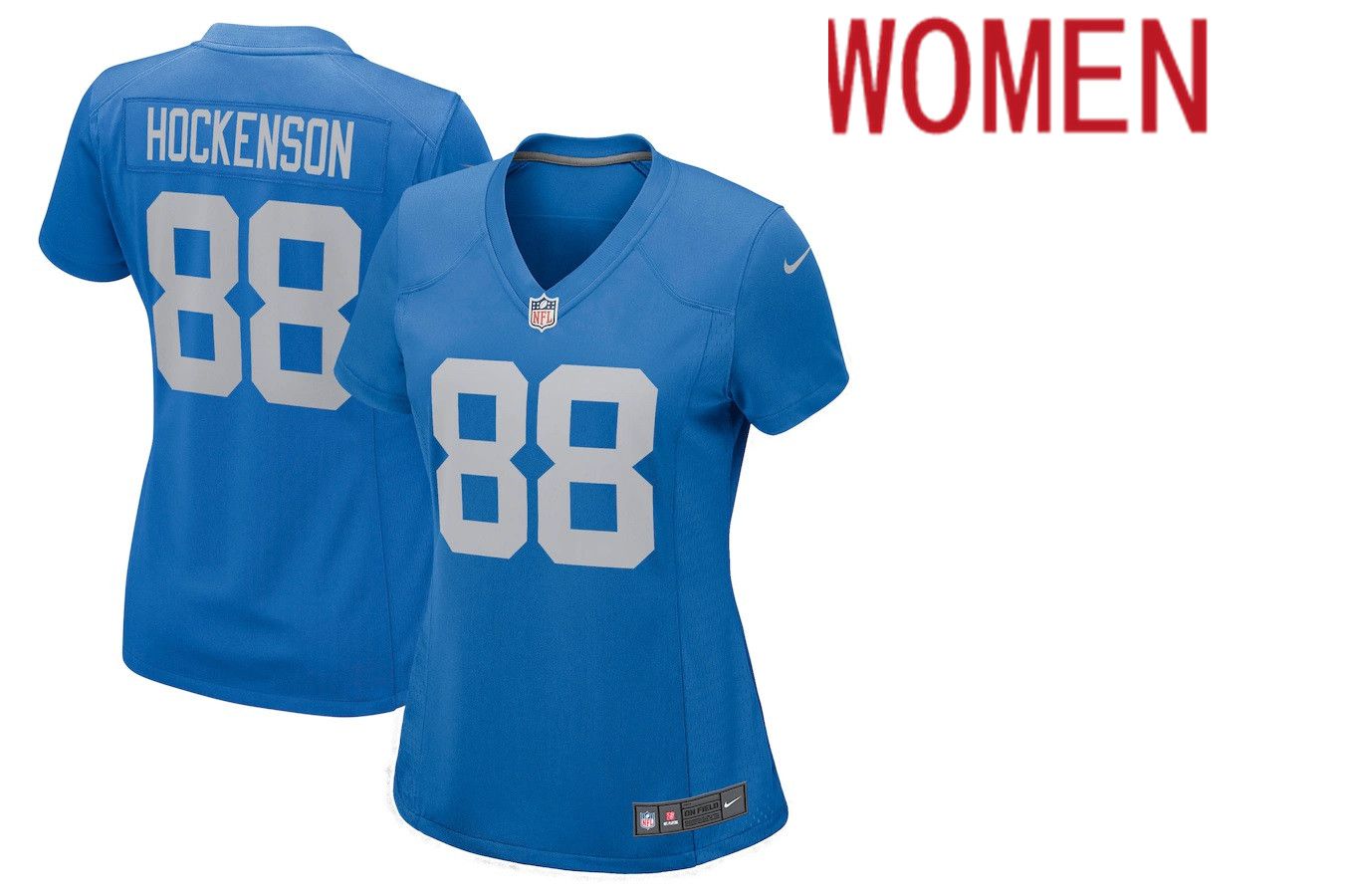 Women Detroit Lions #88 Hockenson Nike Blue Game Player NFL Jersey